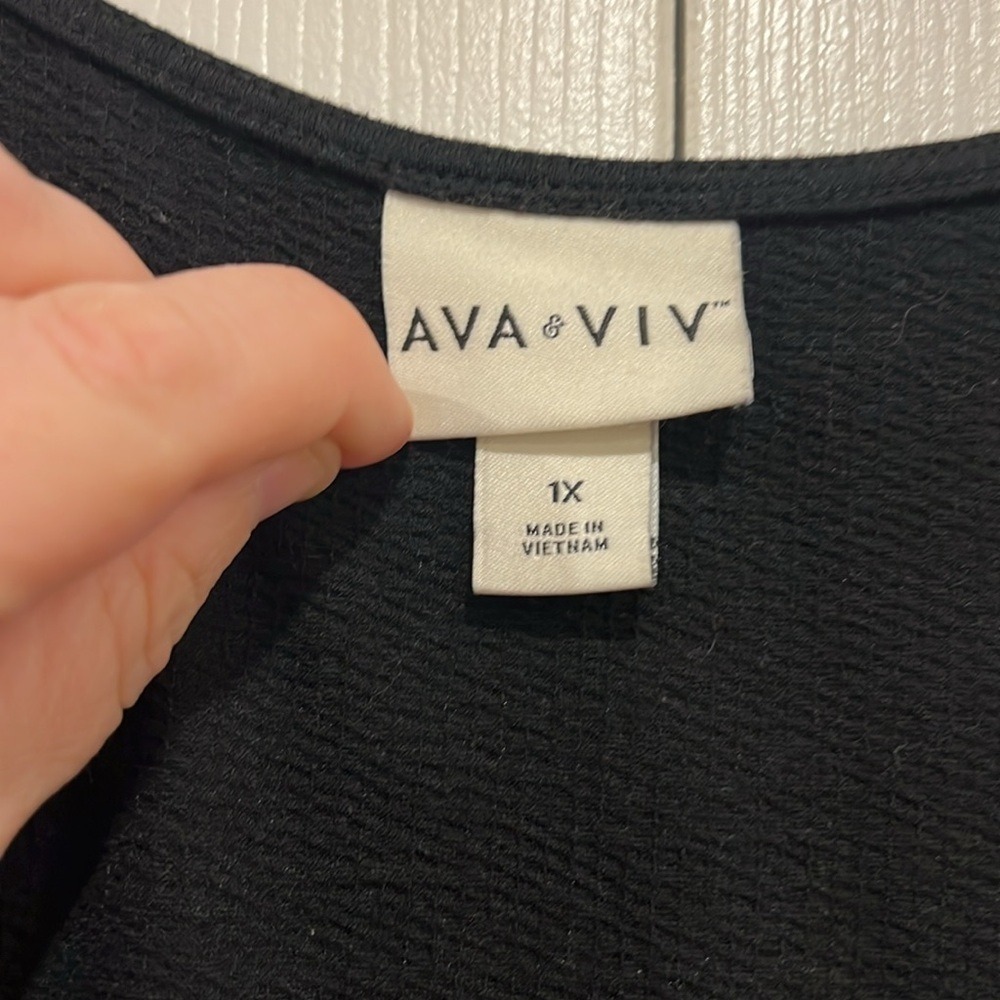 AVA &‎ VIV Dolman 3/4 Sleeve Knit Empire Waist Dress Long Sleeve Black Size 1X - Picture 5 of 6